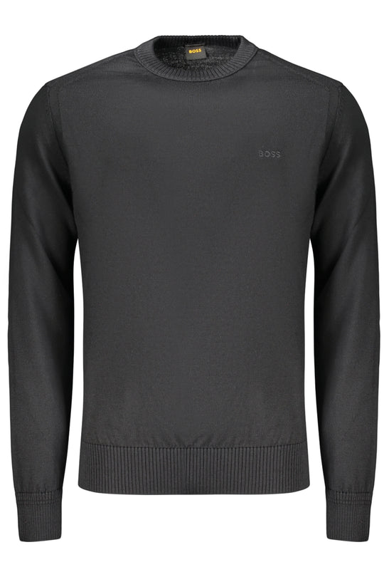 BOSS Camisola em lã com gola redonda – Preto