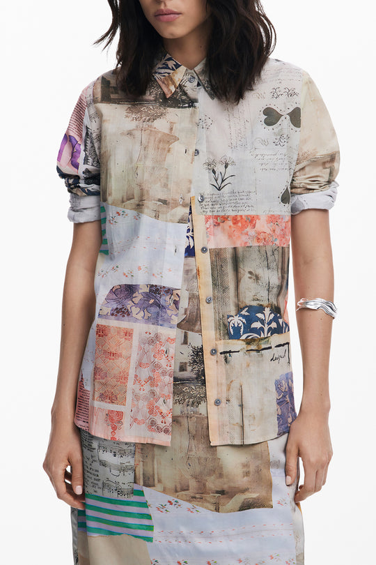 DESIGUAL Camisa em algodão com estampado · Bege