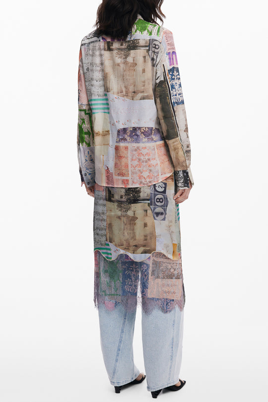 DESIGUAL Camisa em algodão com estampado · Bege