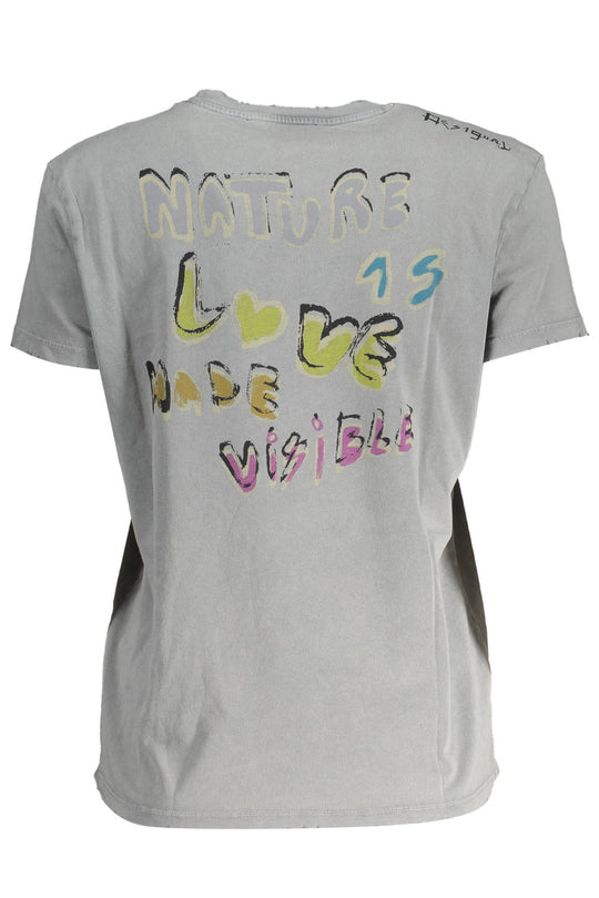 DESIGUAL T-shirt em algodão com estampado · Cinzento