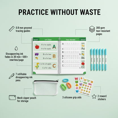 TIMELY™ 6 Reusable Grooved Handwriting Workbook for Kids