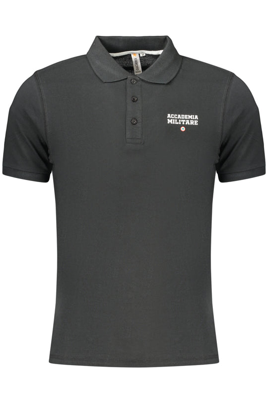 Accademia Militare Military Academy Men's Black Short-Sleeve Polo Shirt