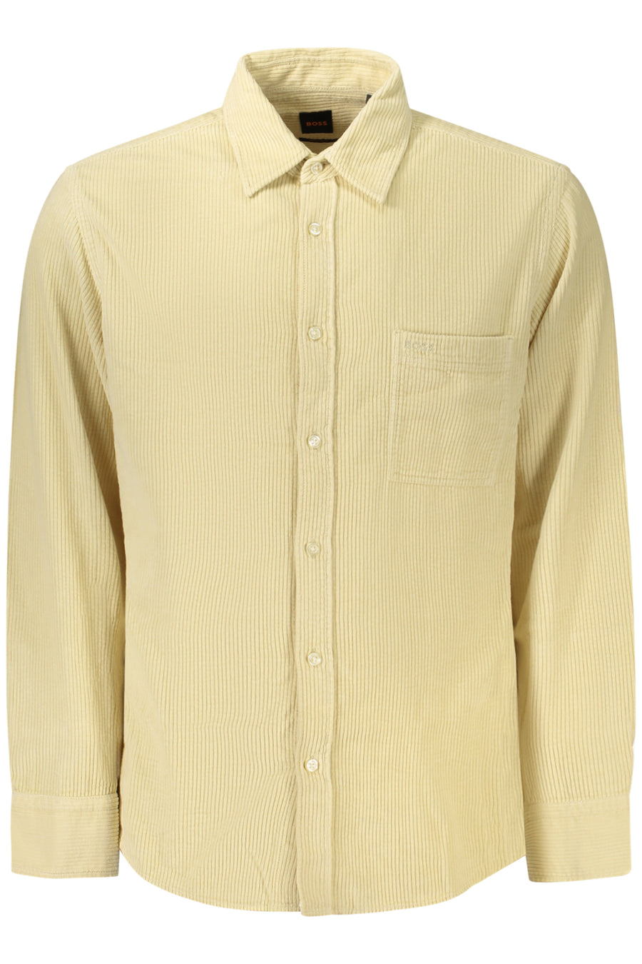 BOSS Camisa de veludo em algodão com bordado – Bege