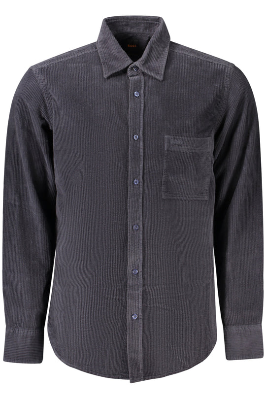 BOSS Camisa em algodão com bordado – Azul