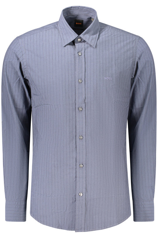 BOSS Camisa em algodão com bordado – Azul