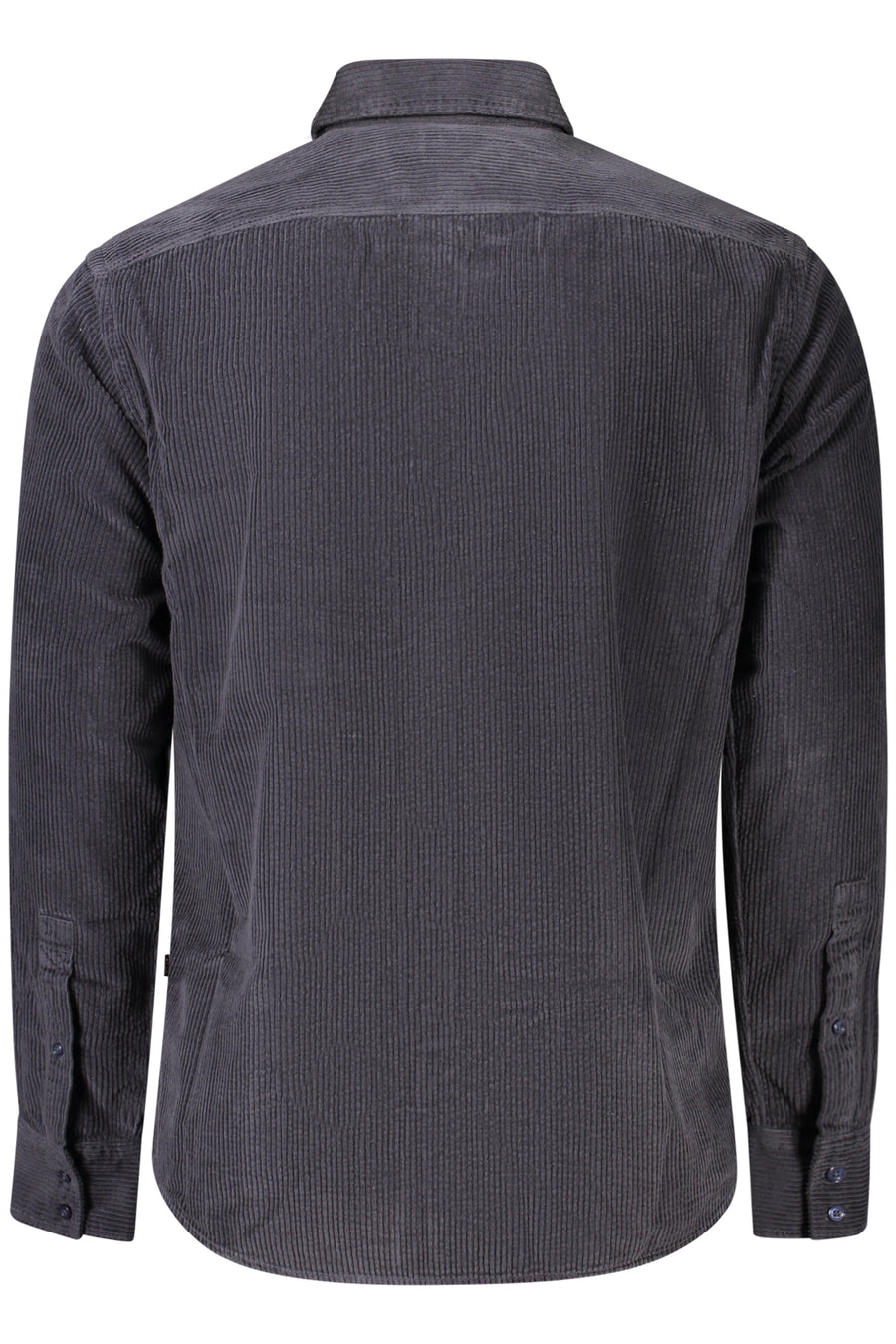 BOSS Camisa de veludo em algodão com bordado – Azul