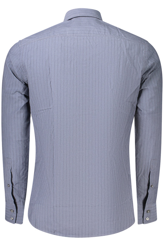 BOSS Camisa em algodão com bordado – Azul