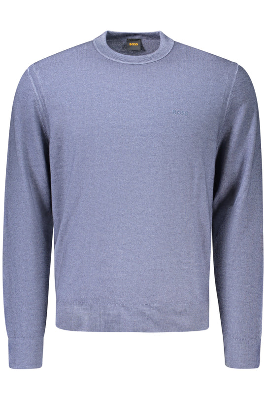 BOSS Camisola em lã virgem com gola redonda · Azul