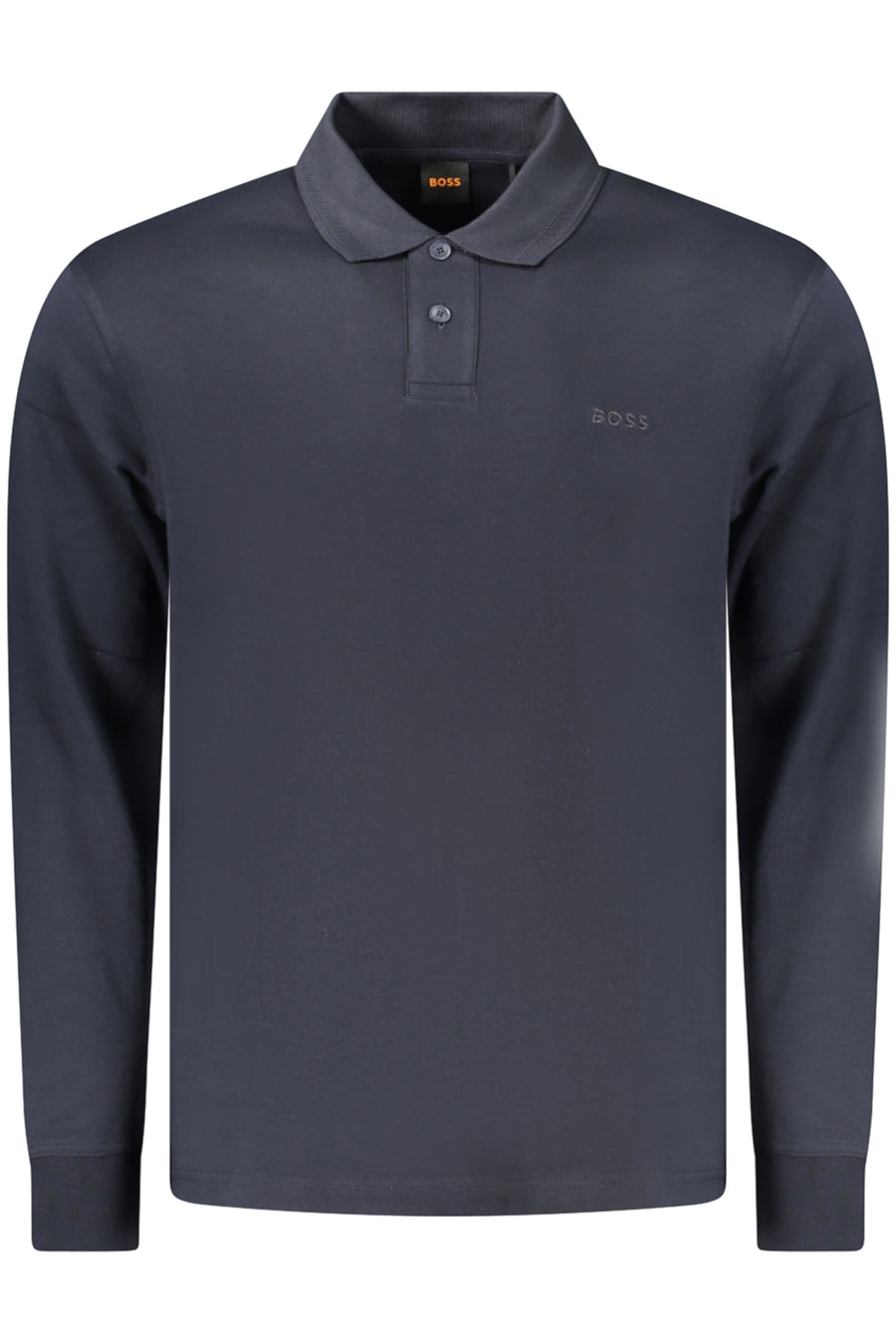 BOSS Polo a maniche lunghe in cotone con ricamo – Azul
