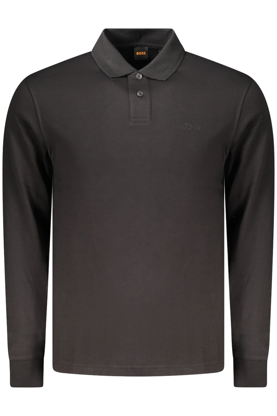 BOSS Polo a maniche lunghe in cotone con ricamo – Preto