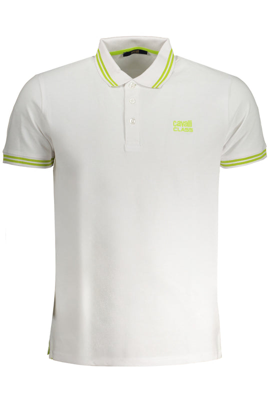 Cavalli Class Men's White Short Sleeved Polo Shirt