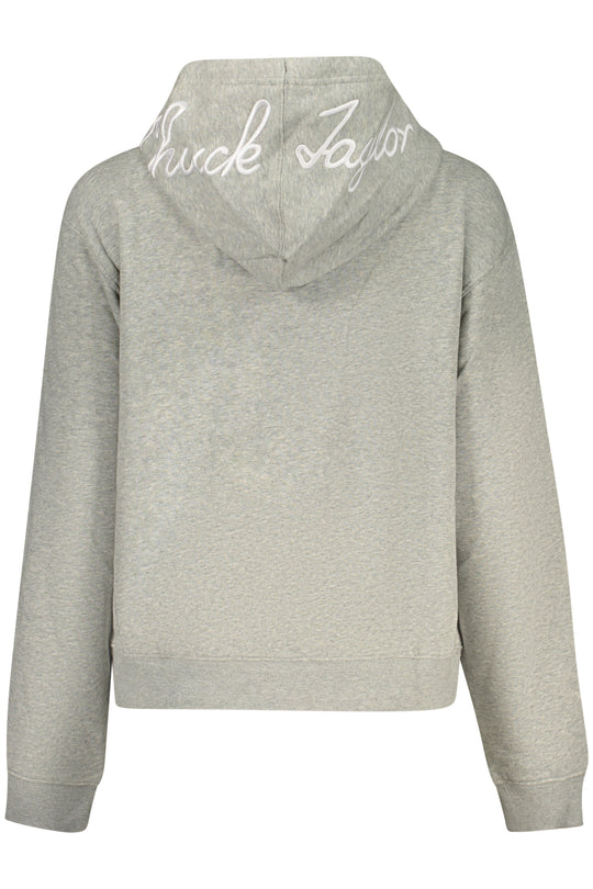 CONVERSE Embroidered Cotton Zip-Up Hoodie – Grey