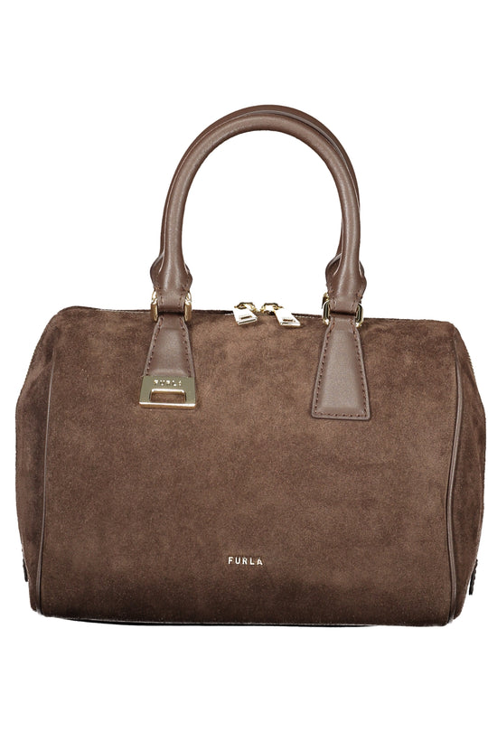 FURLA Olivia M Boston Leather Bag · Brown