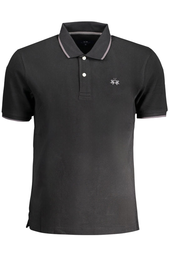 La Martina Men's Short Sleeve Polo Black