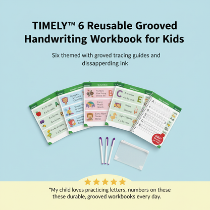TIMELY™ 6 Reusable Grooved Handwriting Workbook for Kids